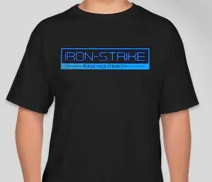 A Black Color Shirt With a Blue Color Branding